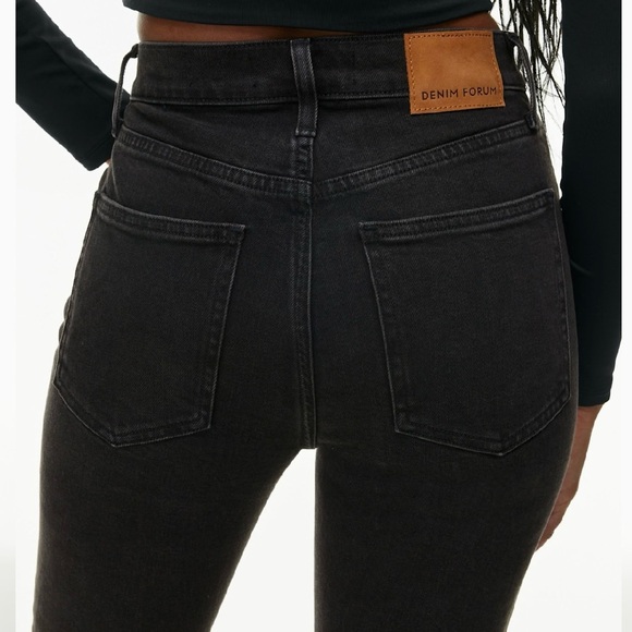 Denim Forum The Yoko High Rise Slim Black Button Fly Jeans - Picture 4 of 14